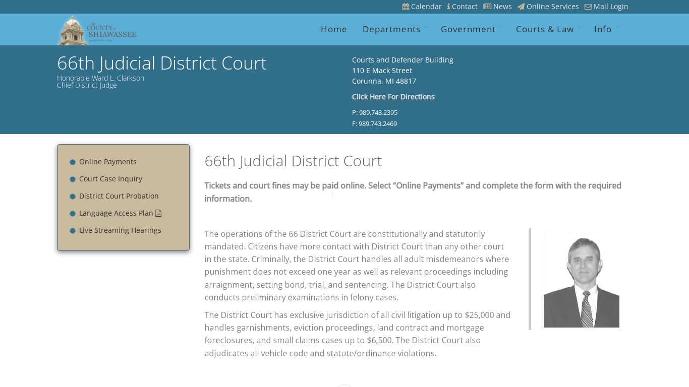 66th Judicial District Court - Shiawassee County, Michigan