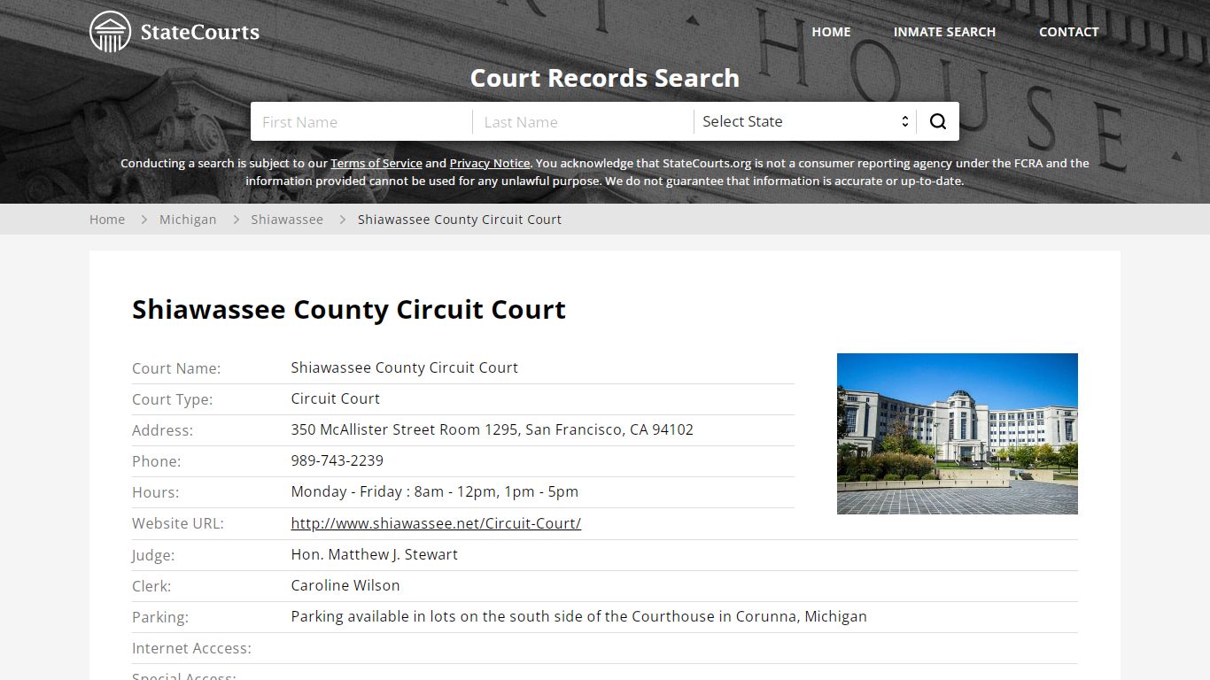 Shiawassee County Circuit Court, Shiawassee County, MI ...